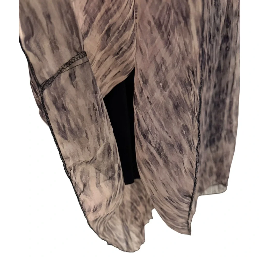 Metrowear Gray Tan Abstract Ikat Pullon Layered Midi Skirt Fairy Grunge Y2K M